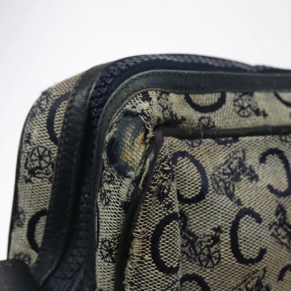 CELINE C Sulky Shoulder Bag Canvas Navy Gold - Picture 11 of 16